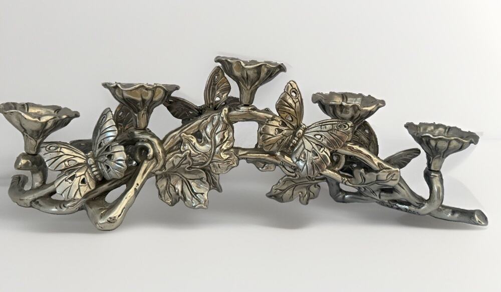 VTG Arthur Court 2005 Aluminum Butterfly Candelabra 5 Light Candle Holder 16”